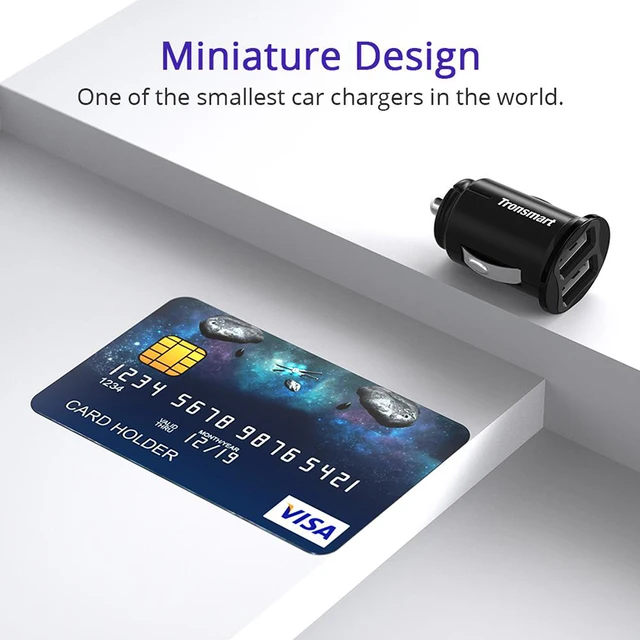 Tronsmart C24 Two Ports USB Car Charger VoltiQ Car-charger Phone Fast Charger USB Adapter Short Circuit Protection CE FCC RoHS