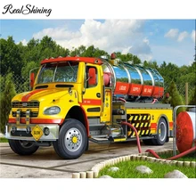 REALSHINING DIY, полная, алмазная вышивка, пожарный грузовик на заказ, алмазная живопись, вышивка крестом, 3D, Алмазная мозаика, декор FS1214