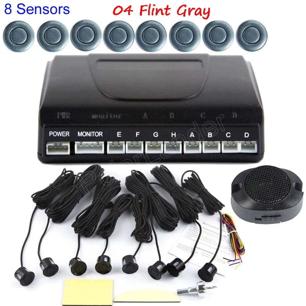 car styling Buzzer Alert 8 Ultrasonic Sensors Radar Reverse Guiding Car Parking System sensor 44 colors for choice | Автомобили и