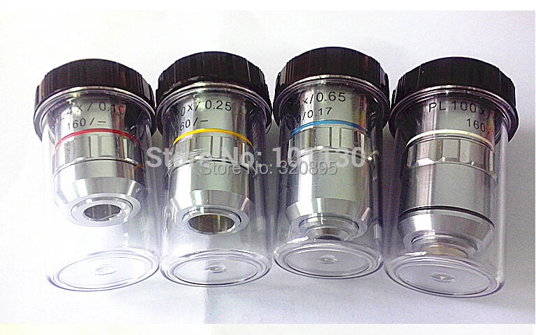 

Dropshipping 4x, 10x, 40x, 100x 4 pcs/lot 195 Plan Achromatic Objective Lens for Biological Microscope Metalloscope
