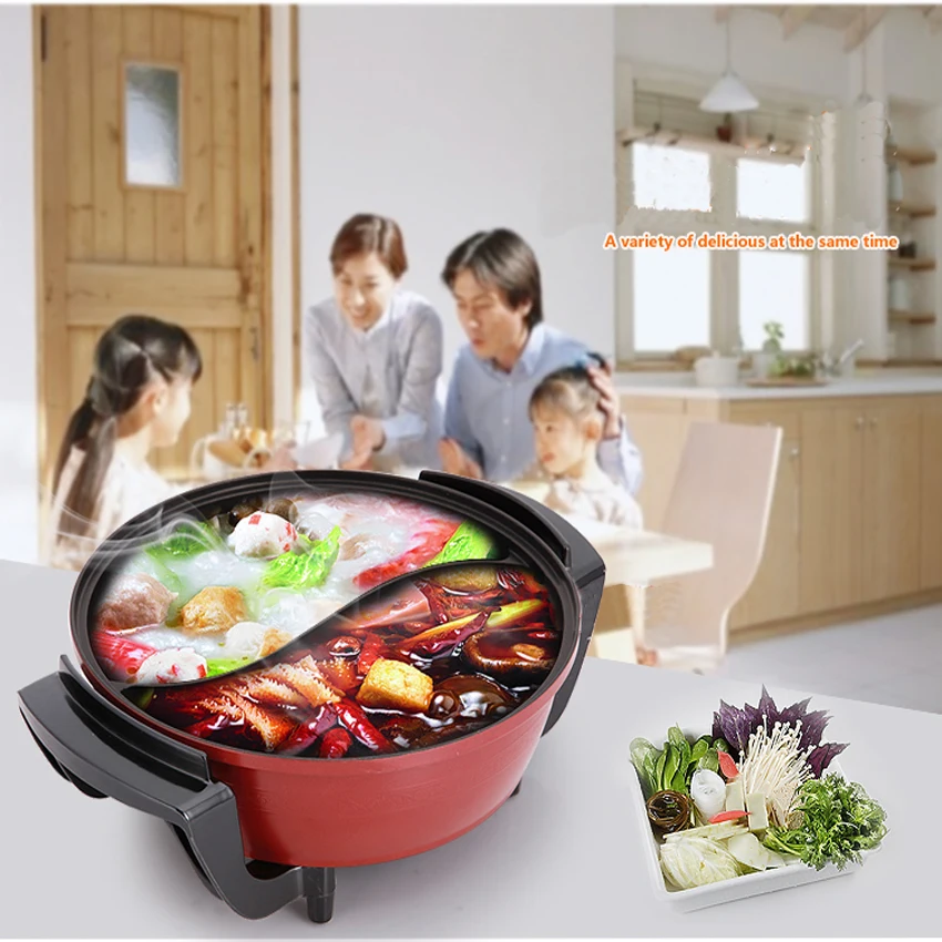 Preup Hot Pot With Divider Stainless Steel Mandarin Duck Electric