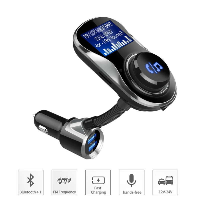 Car Bluetooth MP3 Player Audio Hands-free Phone LCD Large Screen Display Wireless FM Transmitter Modulator 12V | Автомобили и