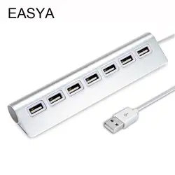 Easya 7 Порты USB HUB 2.0 адаптер высокое Скорость USB разветвитель 480 Мбит Портативный концентраторы USB Silver для портативных компьютеров pc Применение