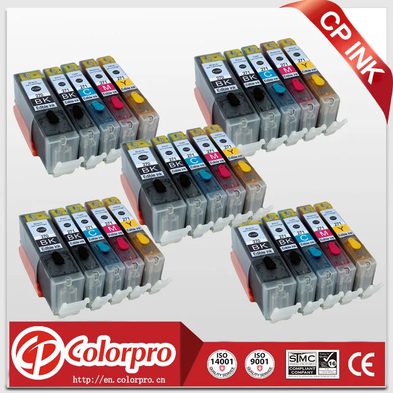 

25PK (5BK/5PBK/5C/5M/5Y) PGI-270 CLI-271 Edible ink cartridge for Canon PIXMA MG7720 MG6820 MG6821 MG6822 MG5720 MG5722 MG5721