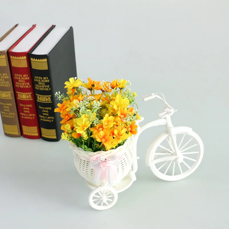 Flone Artificial Rose Flower Set Rattan Vase Simulated Flower Car Plastic Flower Bouquets For Indoor Household Decoration (7)