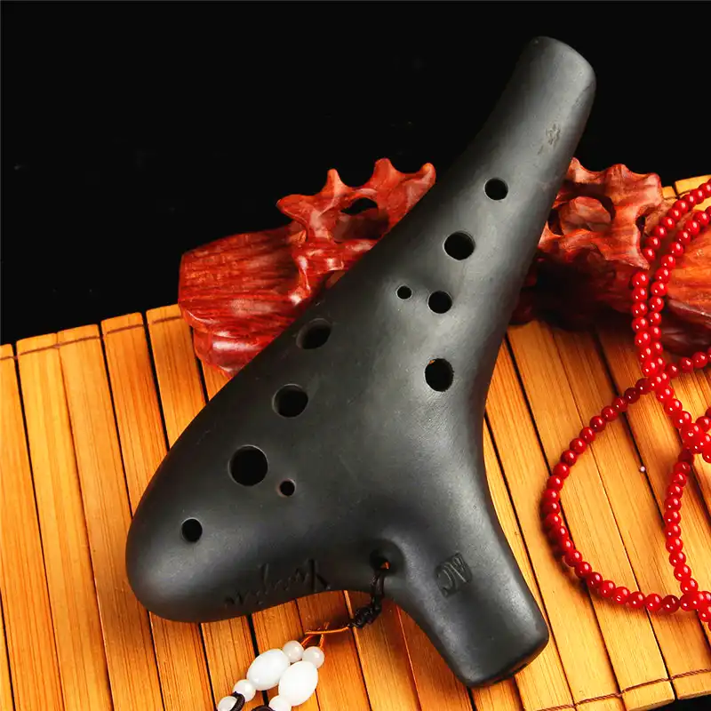 مزمار Ocarina بمفتاح 12 فتحة آلتو C مزمار الفخار الأسود فلوتا الآلات الموسيقية الكلاسيكية المهنية 12 حفرة ألتو C Ocarina فلوت Ac Ocarina Flute Black Potteryblack Flute Aliexpress