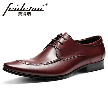 

Classic Designer Genuine Leather Men's Formal Dress Footwear Pointed Toe Lace Man Oxfords Handmade Derby Office Shoes FHS122