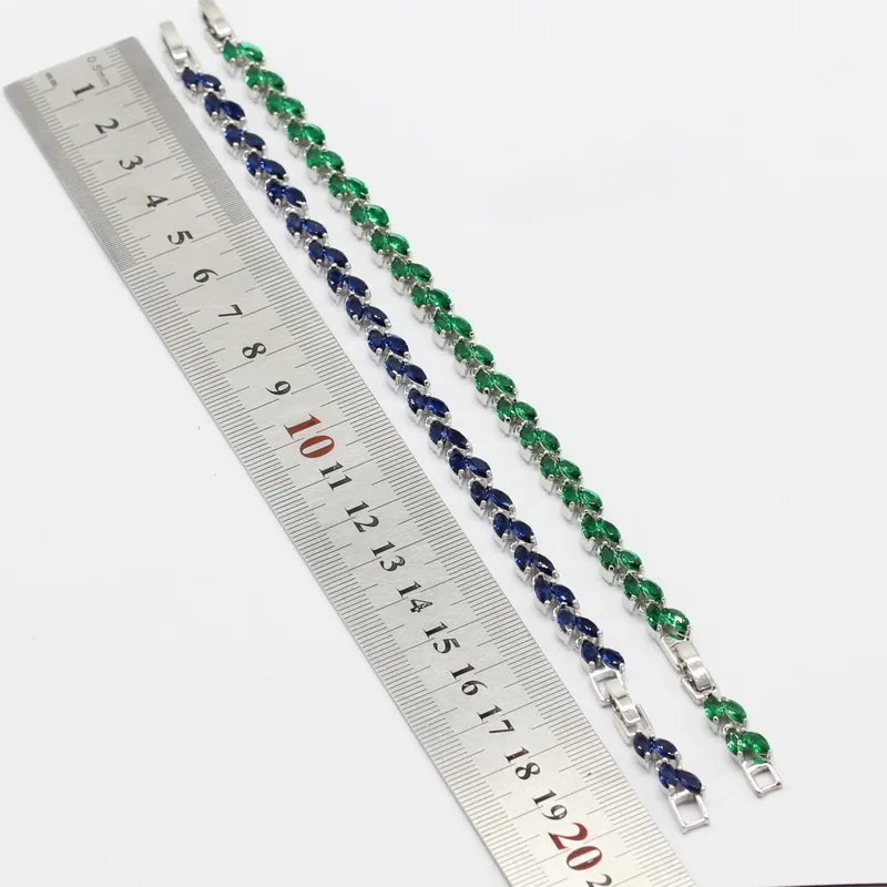 Зеленый синий кубический цирконий 925 серебряные ювелирные наборы для женщин ожерелье кулон серьги кольцо браслет подарочная коробка WPAITKYS