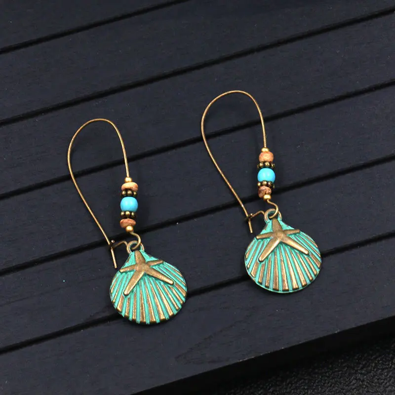 Juego de pendientes de aro de acrílico de resina de colores bohemios de 17KM para mujer, pendientes de aro de perlas de Color dorado a la moda, joyería de fiesta Brincos Tan