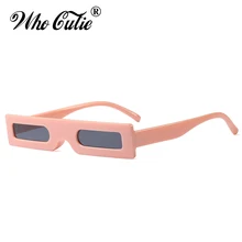 WHO CUTIE 2018 estrecha Skinny rectángulo gafas de sol mujeres marca diseñador hombres Retro Vintage grueso Rectangular marco gafas de sol 597