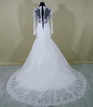 QQ Lover 2017 Latest Long Sleeves See Through Back Mermaid Lace Wedding Dress Custom-made Vestido De Noiva Bridal Gowns
