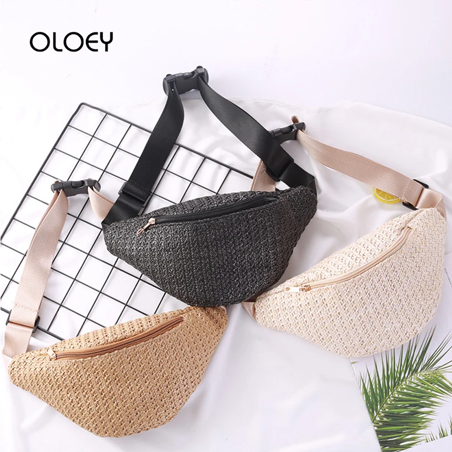 

Fashion Straw Waist Pack Women Belt Bag Casual Female Fanny Pack Summer Beach Chest Handbags Fashion Girl Shoulder Travel Bags