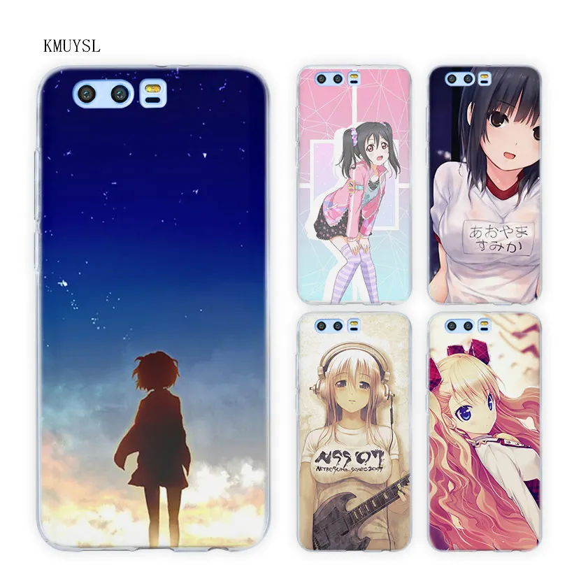 

KMUYSL Sweet Anime Girl Comic TPU Transparent Soft Case Cover for Huawei Honor 9 8 Lite 7X 6A 6X 6C Pro 10