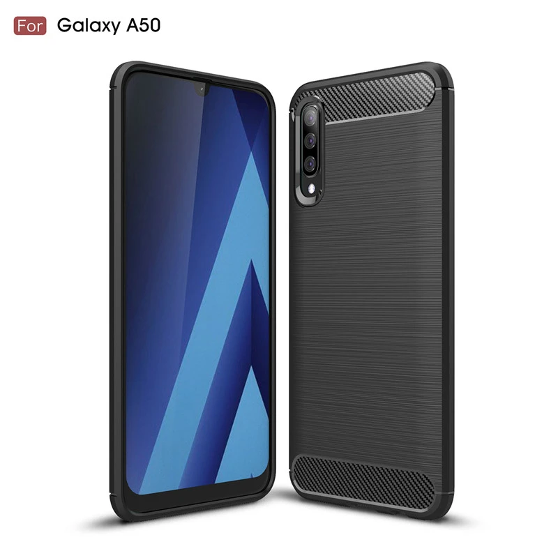 For Samsung Galaxy A50 A70 Case Carbon Fiber Shockproof Silicon Phone Case On For Galaxy A60 A20E Cover Full Protection Bumper