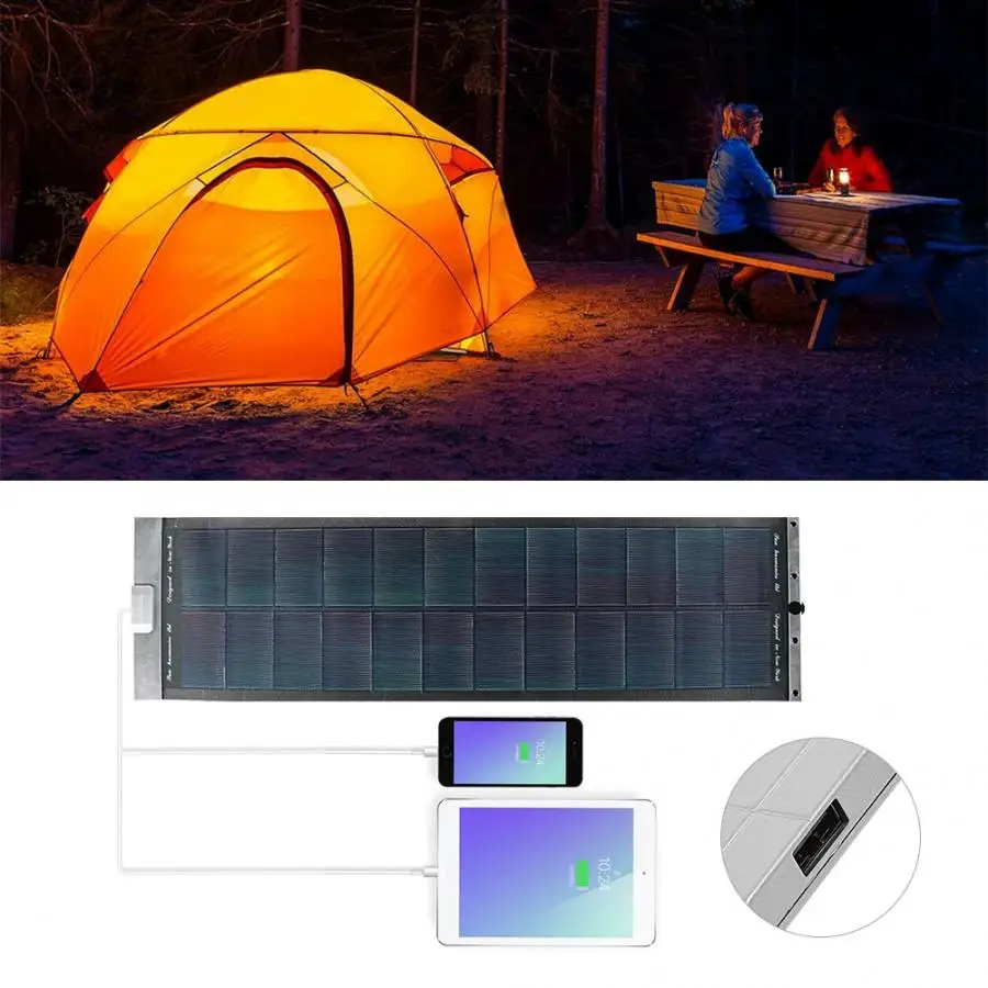 

LED Solar Charger Outdoor Mountaineering Portable Rollable Folding Solar Panel USB Output Charger for hiking
