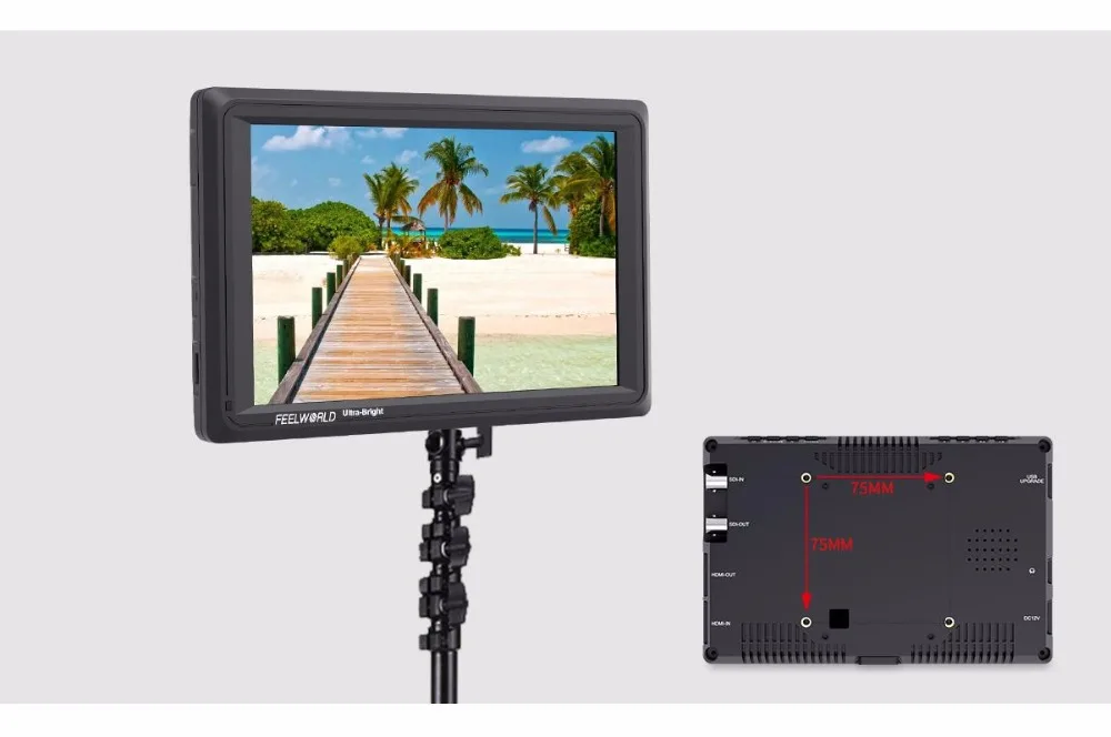 FEELWORLD FW279S 7 дюймов 2200nit дневной свет просмотра 3G-SDI мини HDMI на камеру DSLR полевой монитор 4 K HDMI 1920X1200 для наружного использования