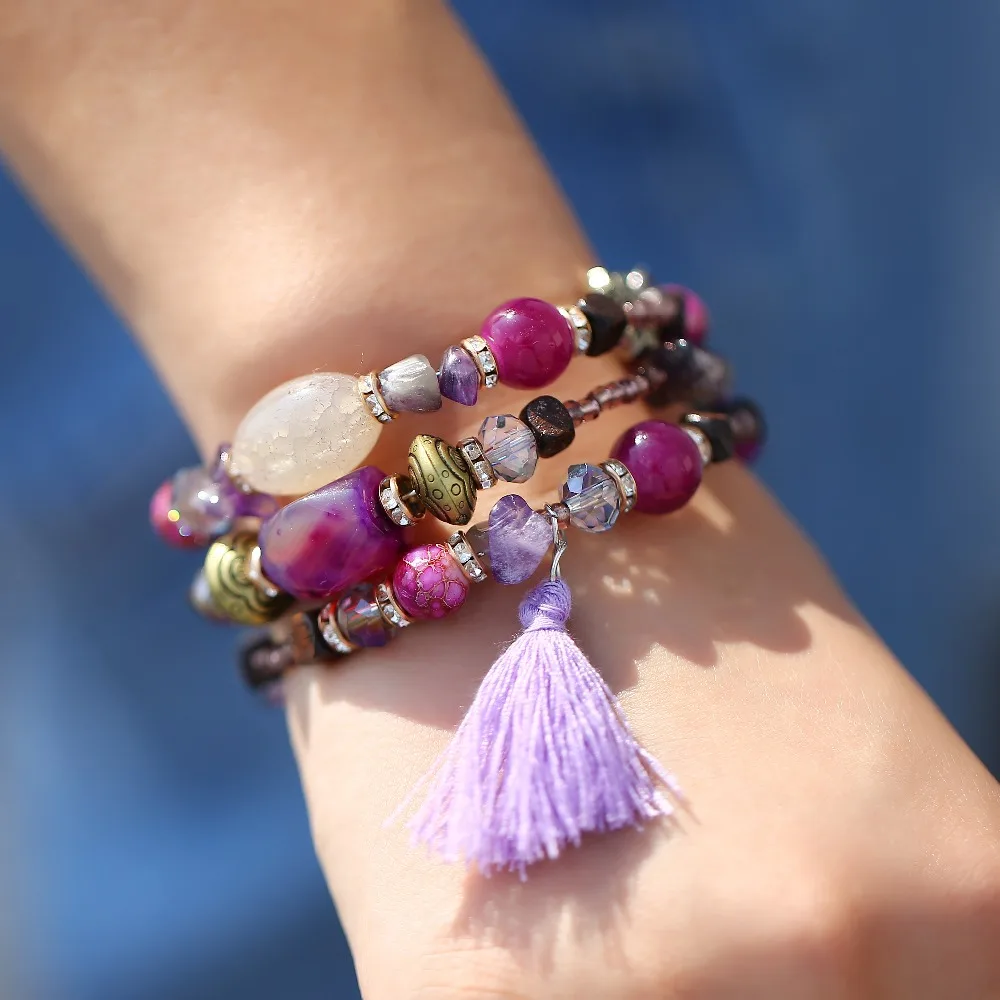 Best Boho Bracelet Women Jewelry Multilayer Beads Charm Bracelet Natural Vintage Resin Stone Bracelets Bangles Pulseras Ethnic