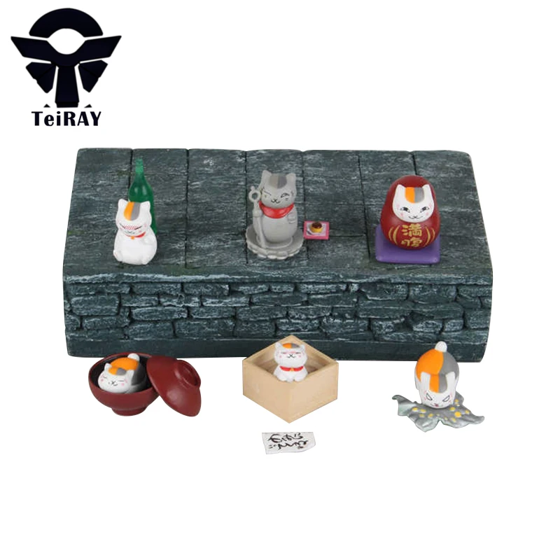 6Pcs set Natsume Yuujinchou Nyanko Sensei Figma Japanese Anime cute cat pvc font b action b