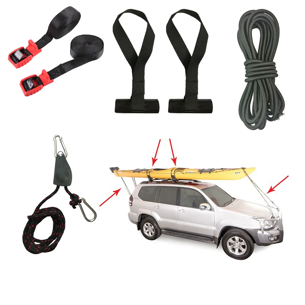 Ratchet Kayak Canoe Bow and Stern Tie Down Strap Adjustable new Rope Hanger G6U0 