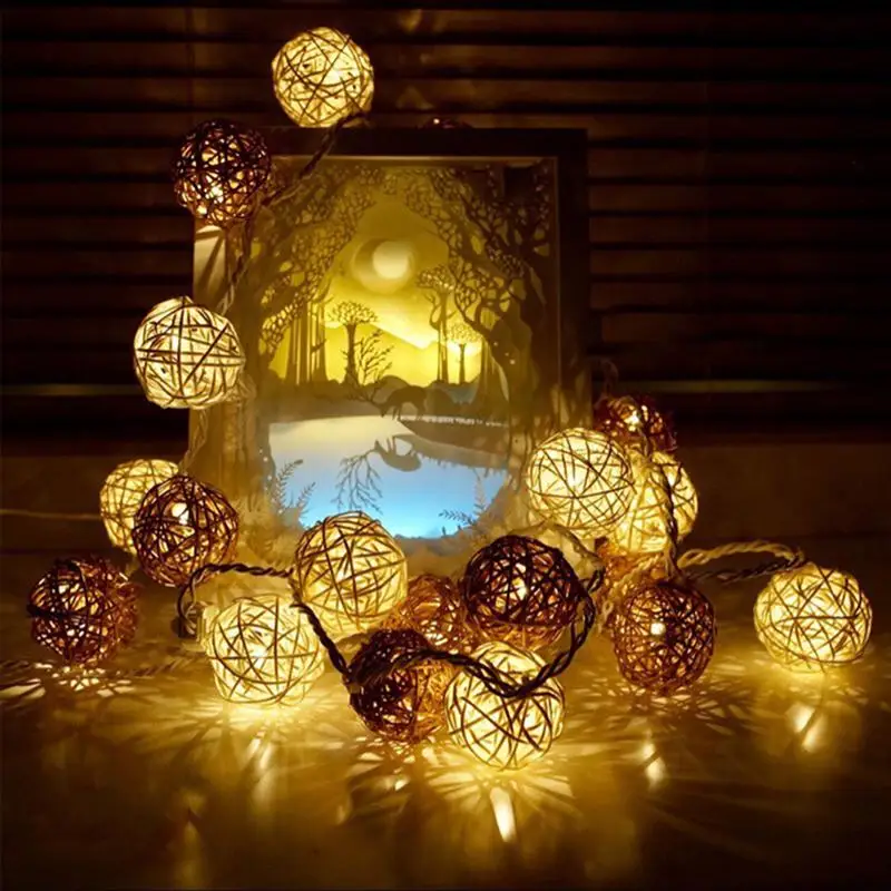 Beste 1.5 M 10 LED Rotan Ball LED String Lights Batterij Aangedreven Decoratieve Kerstverlichting voor Kerst Bruiloft Decoratie
