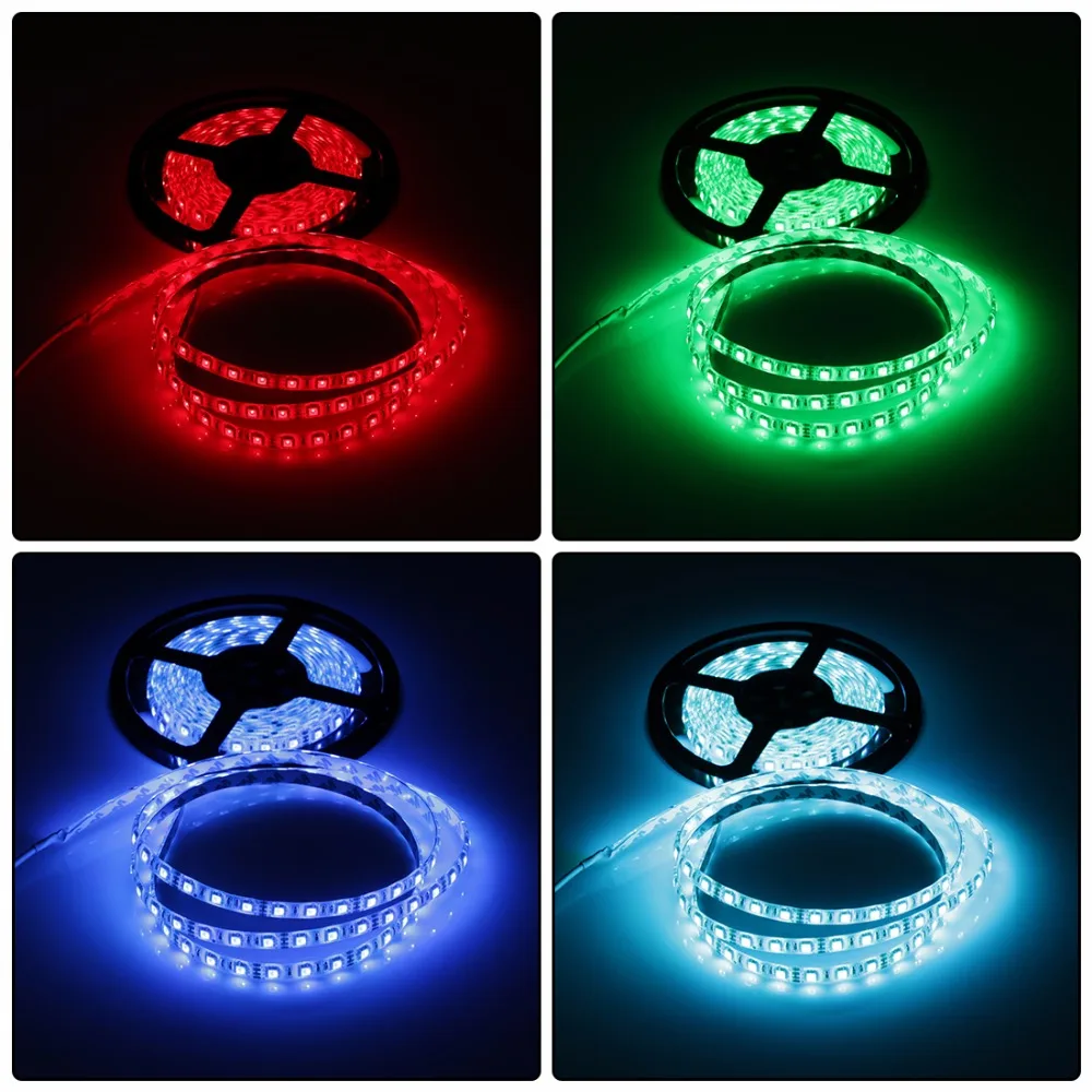 5 м RGB Светодиодные ленты свет DC 12 В 5A 60leds/m 300 светодиоды fiexble свет SMD 5050 Водонепроницаемый ip65/IP20 для дома и сада украшение праздника