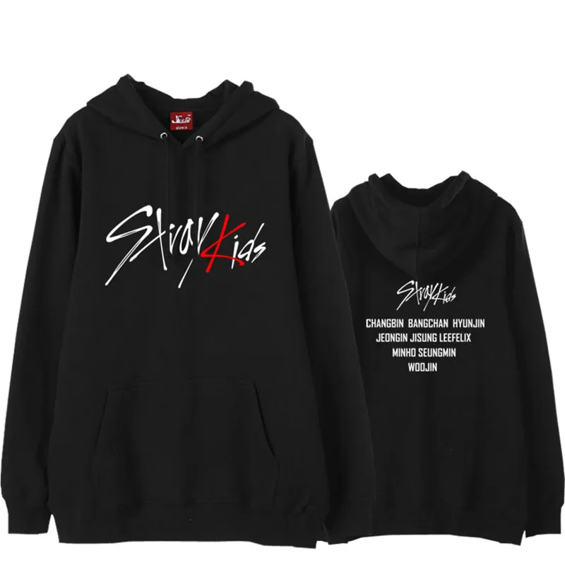 kpop2019 поступление straykids все имена участников пуловер с рисунком толстовки для вентилятор поддерживающая унисекс kpop флис/тонкая футболка с героями мультфильма