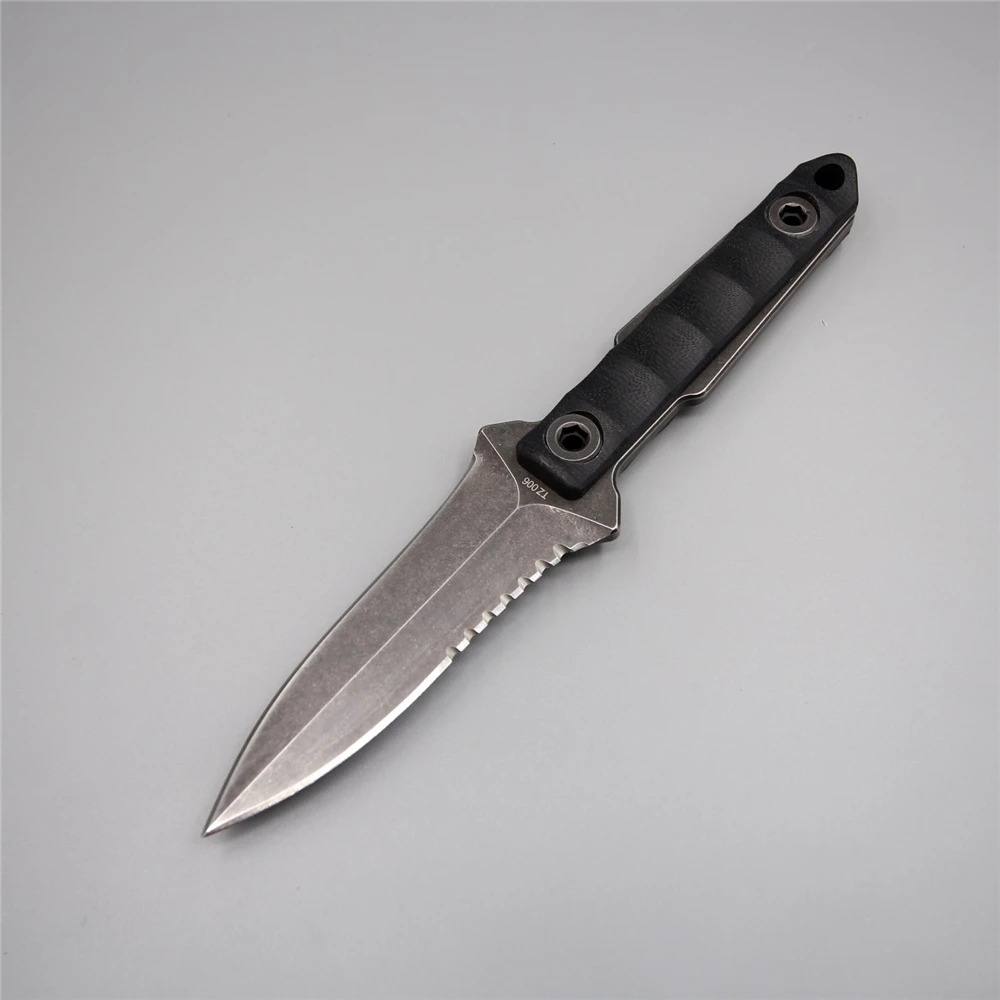 D2 fixed blade camping survival diving leggings hunting knife blade tactical double serrated knifes zakmes tools flipper knife
