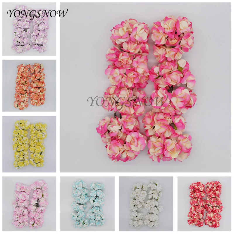 

72Pcs/lot 3.5cm Colorful Artificial Roses Paper Flower Home Garden Decorative DIY Wreaths Supplies Wedding Party Decoration 9Z