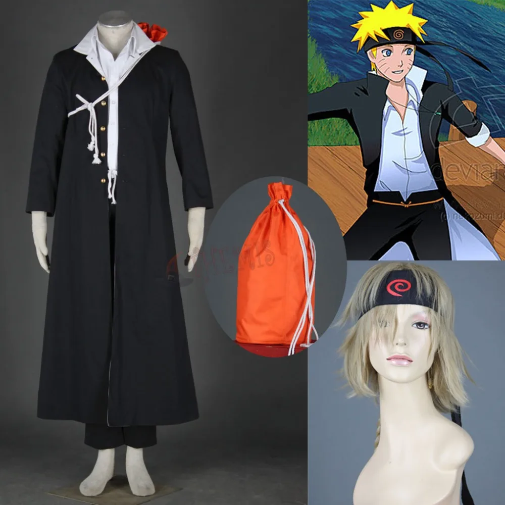 Athemis 2015 Hot uzumaki Naruto Cosplay trajes Cool negro abrigo largo