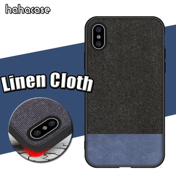 

500pcs Luxury Linen Cloth Leather Shockproof Case For iPhone XS Max XR X 8 7 6 6S Plus Soft TPU Edge Fabric Protection Back Case