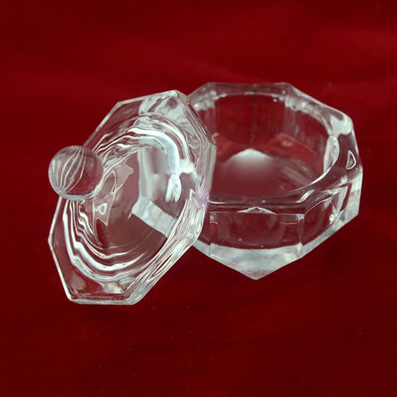 Nail Art толстое акриловое Хрустальное стекло блюдо чаша+ крышка стеклянный порошок Инструменты для укладки ногтей MV99