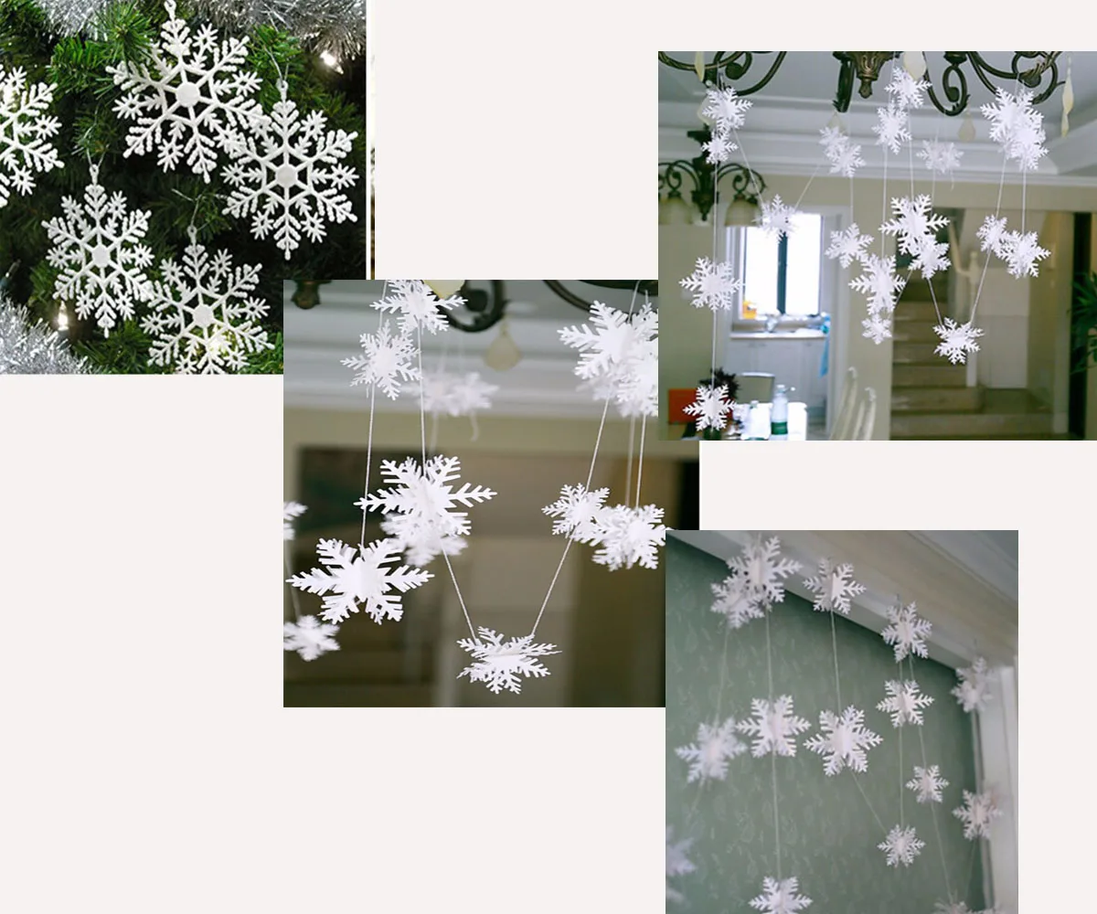 New Year Decor Frozen Party Supplies 3M Silver Snowflake Shape Paper Garland Christmas Wedding Decoration Scene