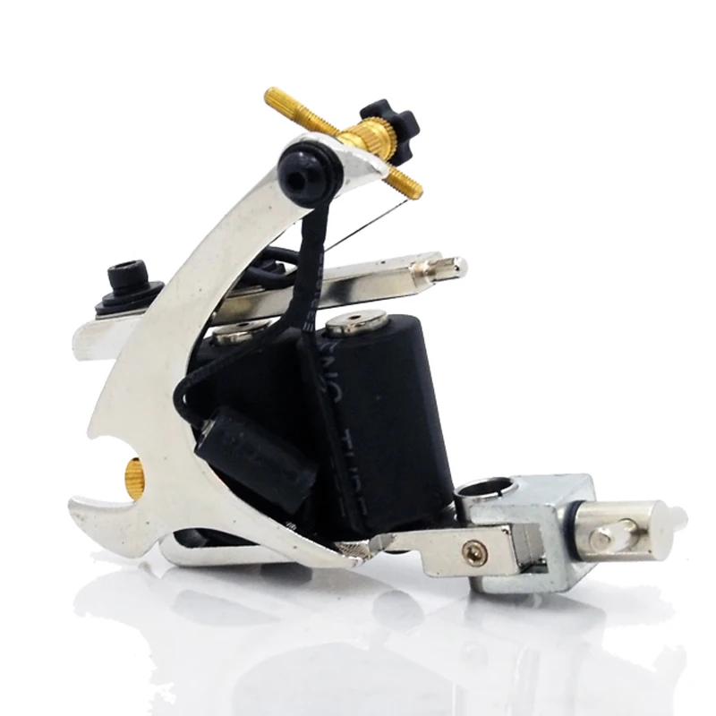 

Professional Handmade Tattoo Machine Liner Tattoo Gun Shader Aluminium Alloy Tattoo Frame 10 Wrap Silver