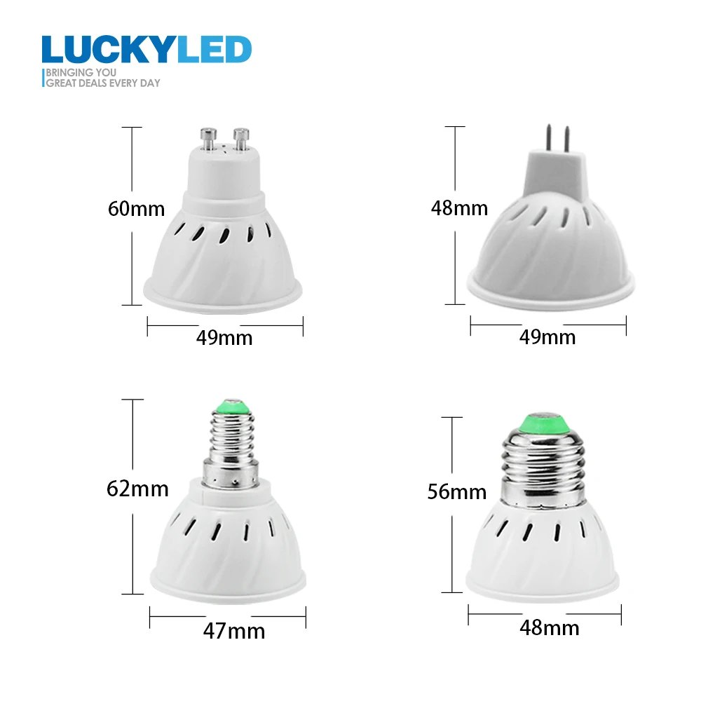 Счастливая светодиодный Светодиодный прожектор лампы E27 E14 MR16 GU10 светодиодный 220V 110V 2835 SMD 48 60 80 светодиодный s Lampada Bombillas для Освещение в помещении