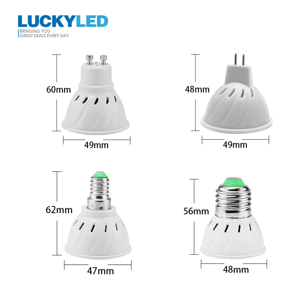 Счастливая светодиодный Светодиодный прожектор лампы E27 E14 MR16 GU10 220V 110V 2835 SMD 48 60 80 s