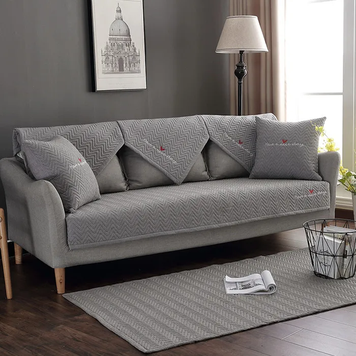 Моющееся Хлопковое полотенце на диван с вышивкой, чехлы для дивана, чехлы для дивана в европейском стиле, чехлы для дивана и дивана, чехлы для дивана и кровати - Цвет: A