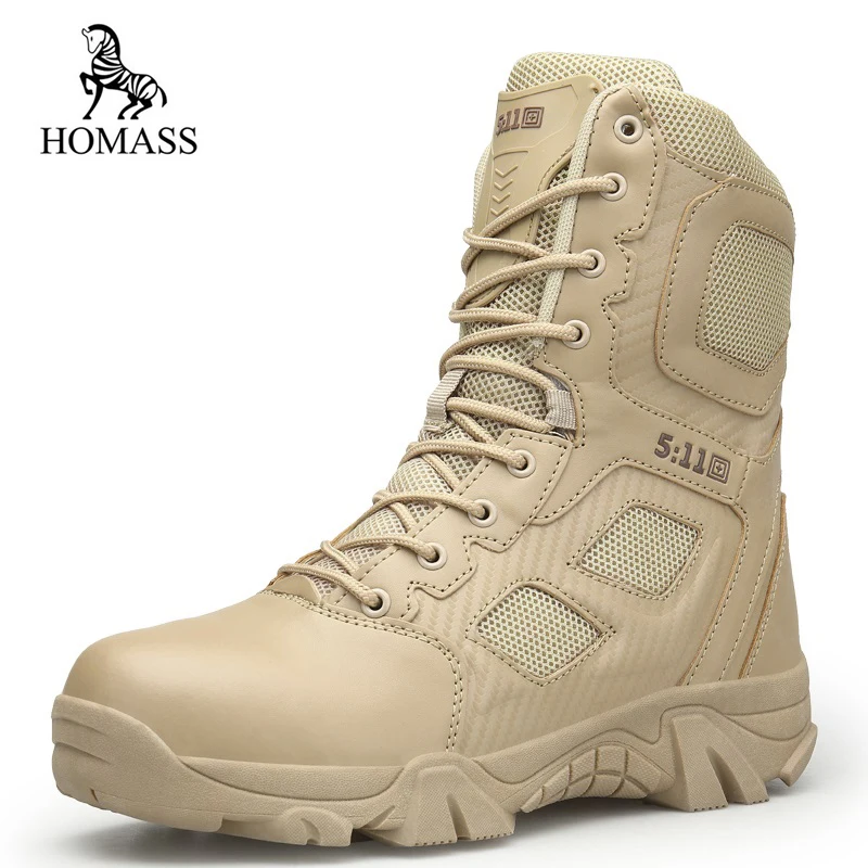 HOMASS Winter Army Boots Mens Military Desert Boot Shoes Men High Top