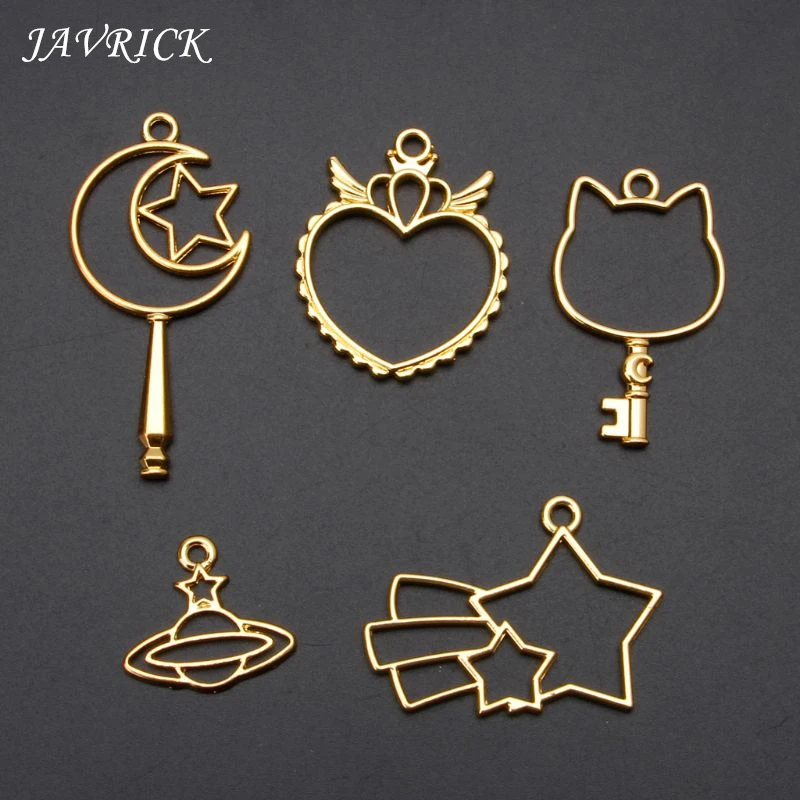 

5Pcs Star Moon Planet UV Resin Frames Pendant Open Bezel Setting Jewelry Making