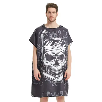 

Fashion Skull Printing Hooded Towel Quick-dry Outdoor Beach Sport Towel Water Absorption Bath Towels Diving Woman Men Bathrobe