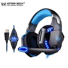 KOTION كل G2200 USB 7.1 الصوت المحيطي الاهتزاز لعبة سماعات للعب سماعة رأس للكمبيوتر سماعة عقال مع ميكروفون LED(China)