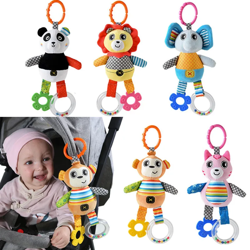 

Baby Rattles Toys Stroller Hanging Soft Toy Cute Animal Doll Baby Crib Bed Hanging Bells Toys Elephant Cat Lion 40%Off