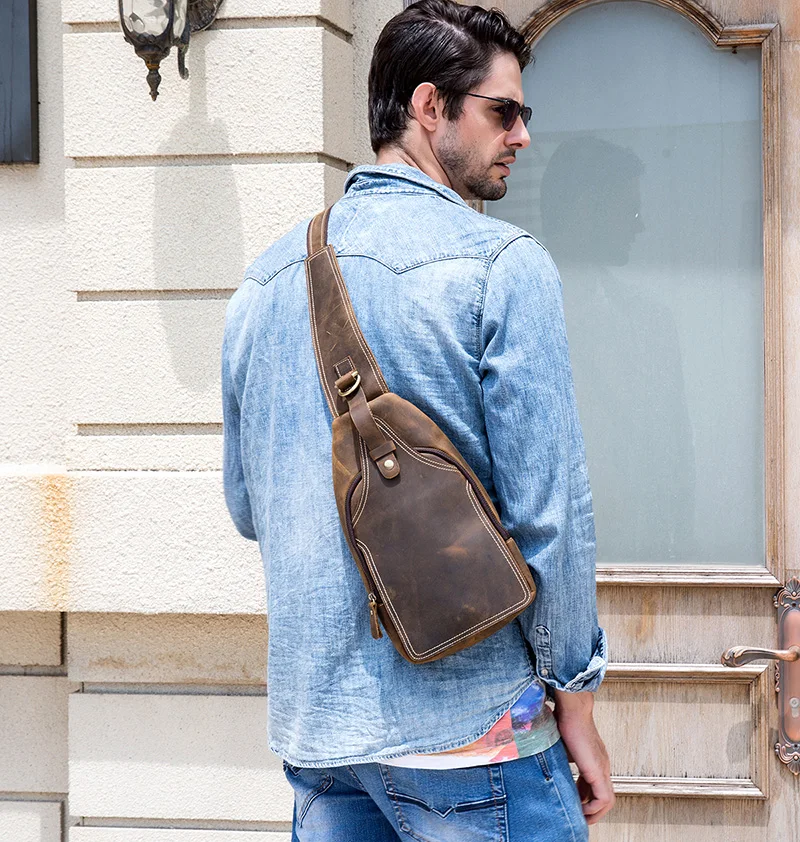

MAHEU High Fashion Men Waist Packs Bag Luxury Brand Chest bag Solf Real Leather 100% Cowhide Crossbody Cell Phone Ipad Mini Bag