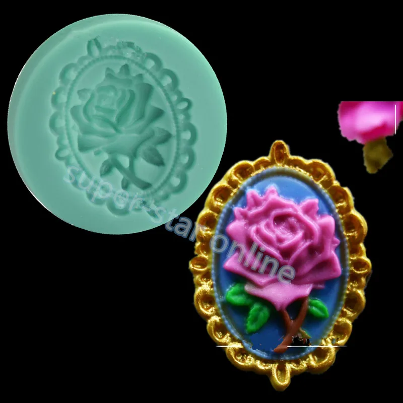 

Cameo Oval Frame Fondant Cake Silicone Molds Rose Flower Cupcake Mould Baking Tools Chocolate Confeitaria
