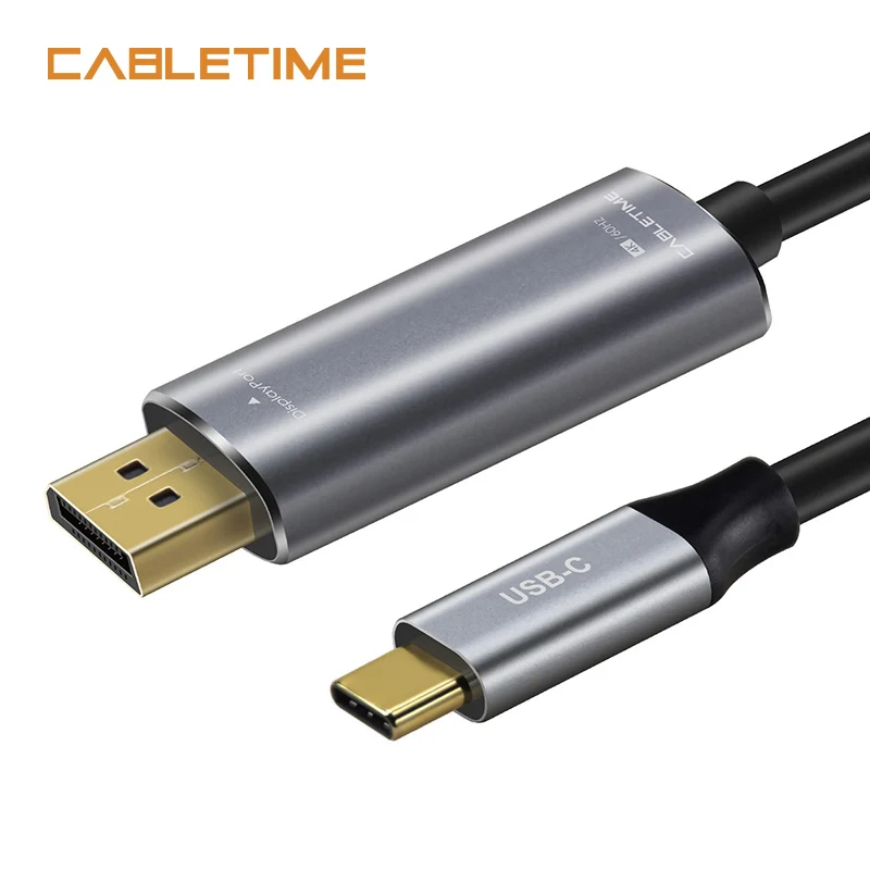 

Cabletime USB C to DisplayPort Cable 4K 60Hz Type C USB 3.1 Thunderbolt 3 to DP 1.3 Adapter USB to DP UHD External Video N101