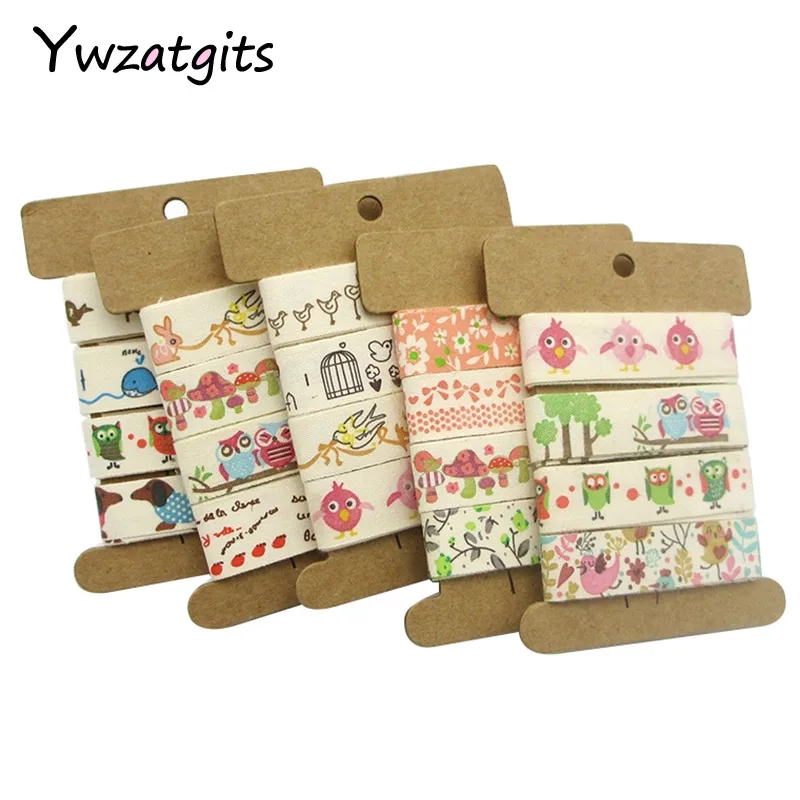 

SALE! ywzatgits 8yards/lot (2y/color) Approx 5/8" (16mm) Cartoon Pattern Printed Cotton Ribbon YQ0404
