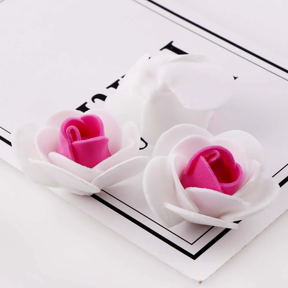 50 шт. пена 2 цвета белый RoseArtificial цветы для свадебного украшения принадлежности для скрапбукинга «сделай сам» венок поддельные ремесленные цветы - Цвет: rose