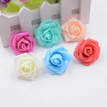 

30pcs/lot 3.5CM Multicolor PE Rose Foam Mini artificial silk flowers Bouquet Solid Color/wedding decorative flowers wreaths