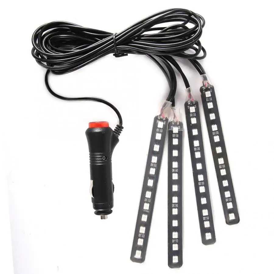 Светодиодная лента 12 В 4x 12SMD для салона автомобиля RGB Светодиодные полосы света для ног атмосфера света дистанционное управление светодиодный светильник
