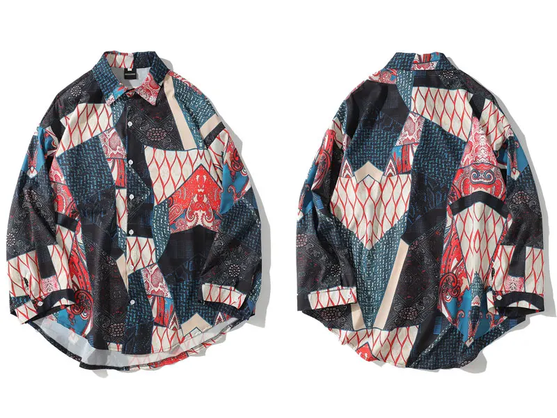 Ukiyo E Geometry Patchwork Shirts 1