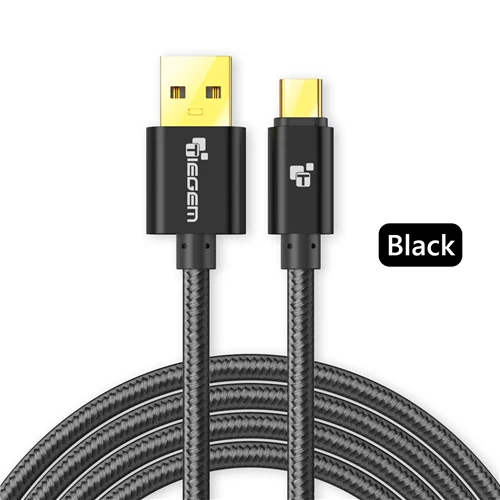 Tiegem Тип USB C кабель USB c 3.1 Тип-C быстрой синхронизации и зарядный кабель для Huawei P9 Коврики 9 HTC 10 LeEco 2 zuk z1 z2 Sony USB-C - Цвет: Черный